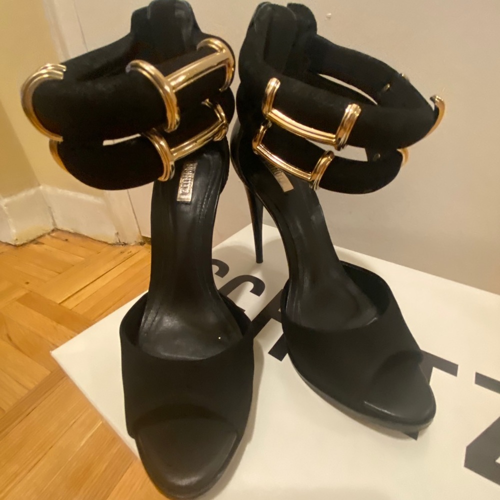SCHUTZ POPOVIC BLACK STILETTO HEELS 7B - Picture 2 of 12